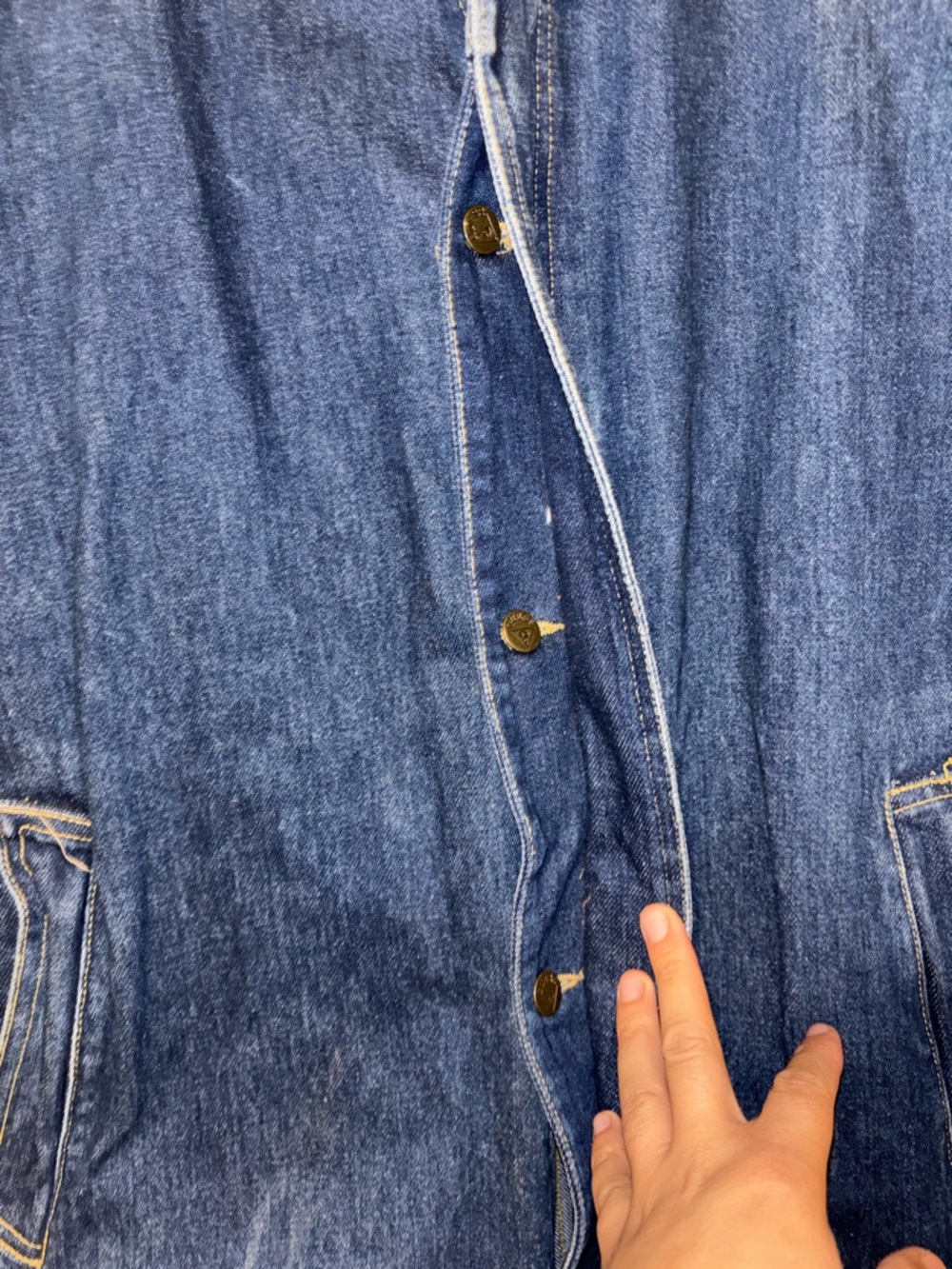 Vintage 80s Georges Marciano GUESS L Oversized Denim Jean Long Coat Jacket - Picture 8 of 15